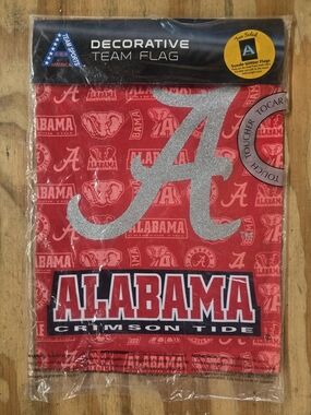Alabama Crimson Tide 2 Sided Double Garden Flag Outdoor Suede Glitter 12 x18 New